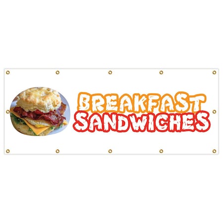 Breakfast Sandwiches Banner Heavy Duty 13 Oz Vinyl With Grommets